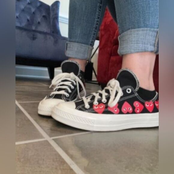comme des garçon play x converse chuck 70 multi heart black sneakers W8.5/M6.5 - Picture 16 of 16